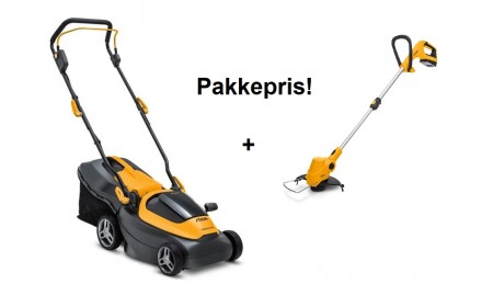 Batteridrevet gressklipper Collector 136e Kit + kantklipper og 2 batterier